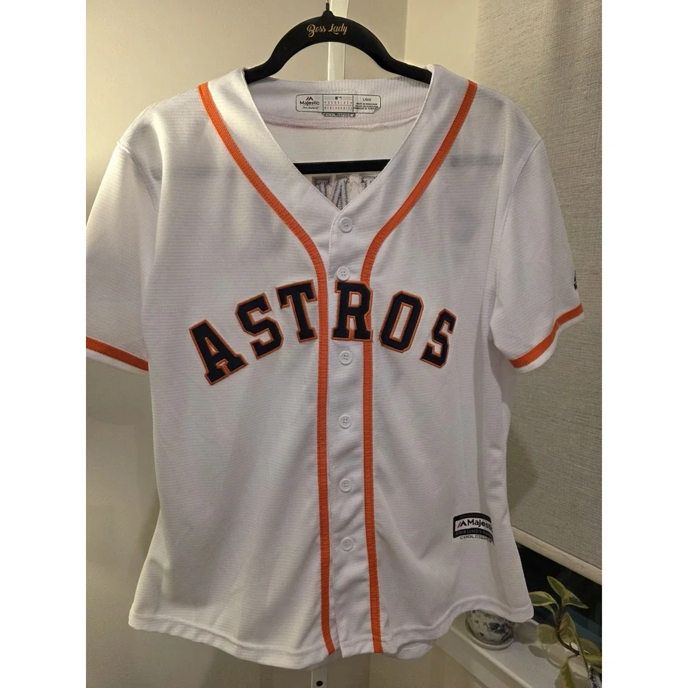 BASEBALL HOUSTON ASTROS SHIRT MAJESTIC SIZE L ADULT SPRINGER 4 World Series 2019
